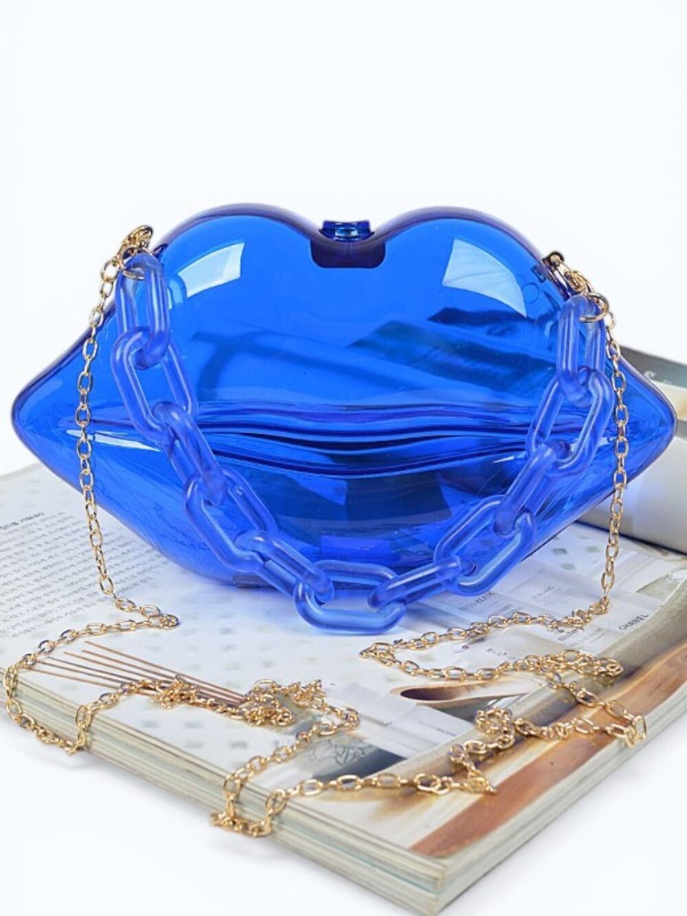 BNWT Brand New Transparent Molded Acrylic Top Lips Clutch Bag Crossbody Bag